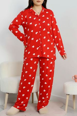 Baskılı Milan Soft Battal Gömlek Yaka Takım Kırmızı - 754.1287.