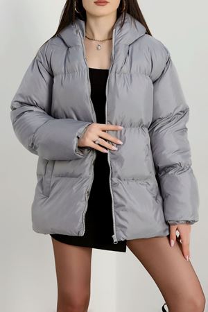 Kapşonlu Şişme Mont Gri - 19191.1839.