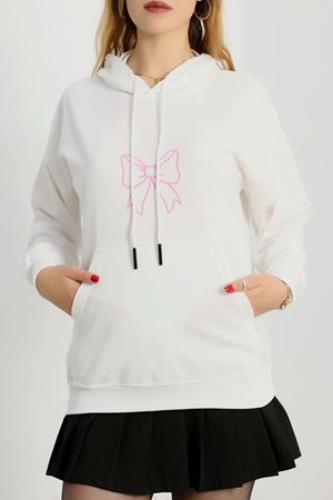 Kapşonlu 2 İplik Baskılı Sweat Ekru - 31304.1878.