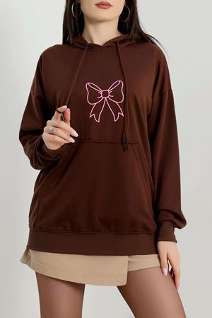 Kapşonlu 2 İplik Baskılı Sweat Acıkahve - 31304.1878.