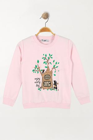 6-9 Yaş Baskılı Çocuk Sweat Pudra - 6260003.1576.