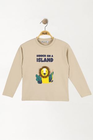 2-5 Yaş Aslan Baskılı Çocuk Sweatshirt Bej - 1264004.1576.