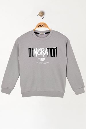Baskılı 3 İp Şardonlu 10-13 Yaş Sweatshirt Gri - 3264176.1576.