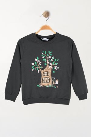 6-9 Yaş Baskılı Çocuk Sweat Füme - 6260003.1576.