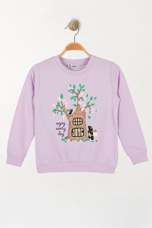 6-9 Yaş Baskılı Çocuk Sweat Lila - 6260003.1576.