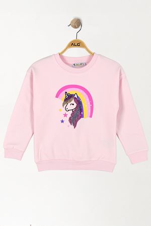 2-5 Yaş 2 İp Şardonlu Sweatshirt Pudra - 5264025.1576.