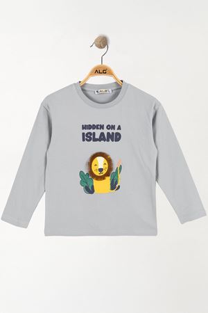 2-5 Yaş Aslan Baskılı Çocuk Sweatshirt Gri - 1264004.1576.