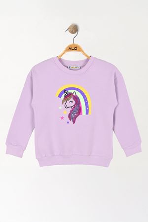 2-5 Yaş 2 İp Şardonlu Sweatshirt Lila - 5264025.1576.