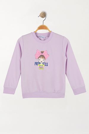Baskılı 2-5 Yaş 2 İp Çocuk Sweatshirt Lila - 5260001.1576.
