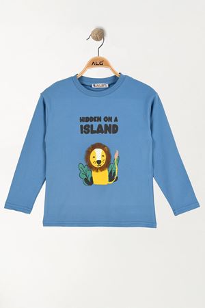 2-5 Yaş Aslan Baskılı Çocuk Sweatshirt Mavi - 1264004.1576.