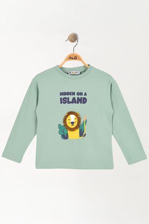 2-5 Yaş Aslan Baskılı Çocuk Sweatshirt Yeşil - 1264004.1576.