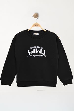 3 İp Şardonlu Baskılı 3-7 Yaş Kapüşonlu Sweatshirt Siyah - 625516.1576.