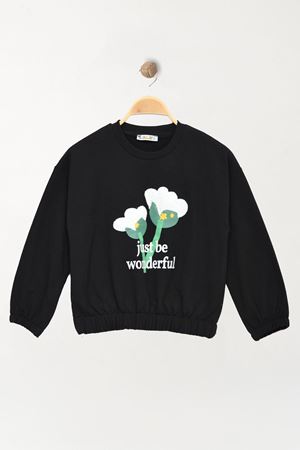 3-7 Yaş İki İplik Şardonlu  Sweat Siyah - 625426.1576.