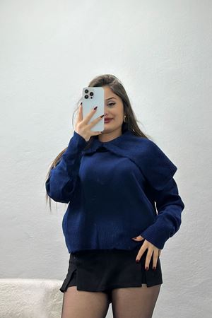 Şal Yaka Triko Lacivert - 2256.1765.