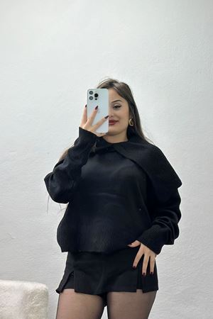 Şal Yaka Triko Siyah - 2256.1765.