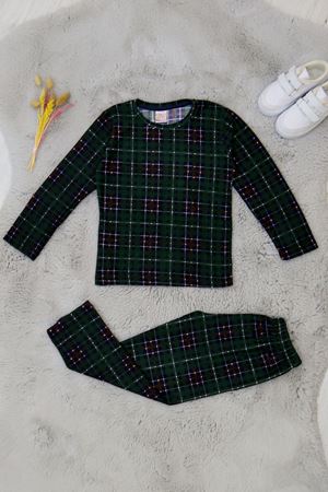 5-8 Yaş Süet Pijama Takımı Yeşilekose - 42205.2028.