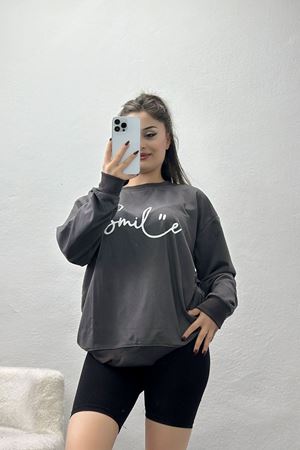 2 İplik Baskılı Sweatshirt Antrasitekru - 31300.1878.