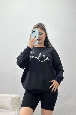 2 İplik Baskılı Sweatshirt Siyahekru - 31300.1878.