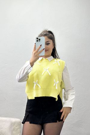 Fiyonk Detaylı Süveter Sarı - 41960.2043.