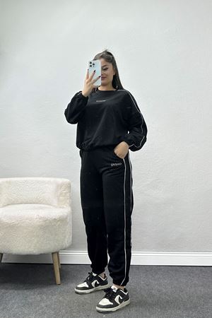 Biyeli 2 İplik Eşofman Takımı Siyahekru - 50744.1005.