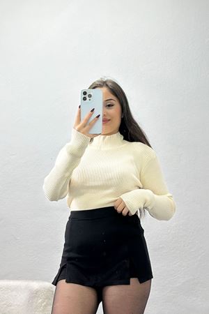 Yarım Balıkçı Yaka Triko Ekru - 4024.2043.