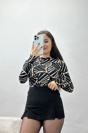 Yarım Balıkçı Yaka Likralı Ring Viskon Body Hardalsiyah2 - 90950.1287.