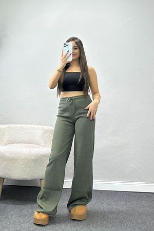 Kaşkorse Bol Paça Pantolon Haki - 42122.1748.