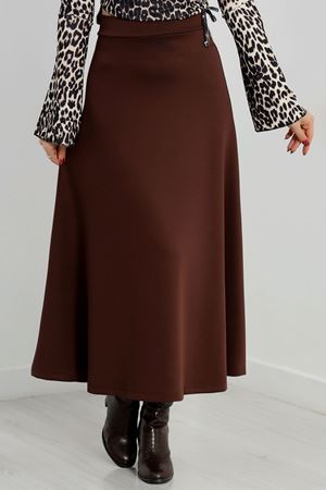 Scuba Kumaş Uzun Etek Kahve - 20589.1887.