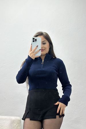 Fermuarlı Polo Yaka Triko Laci - 4009.2043.