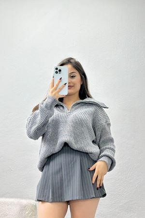 Dik Yaka Triko Gri - 31055.1766.