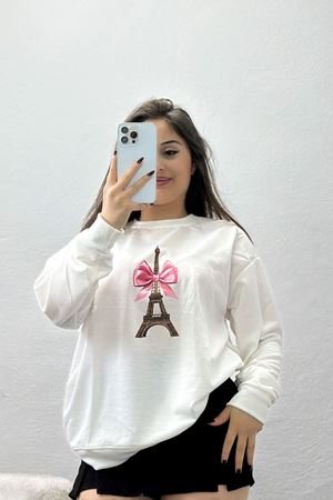 2 İplik Baskılı Sweatshirt Ekru - 31301.1878.