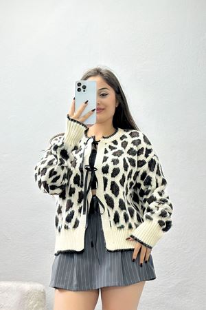 Desenli Hırka Ekru - 41965.2043.