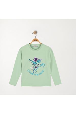Unicorn Nakışlı 6-9 Yaş Sweatshirt Açıkmint - 6264181.1576.