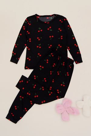 3-14 Yaş Soft Milan Pijama Takımı Siyahkiraz - 481.1287.