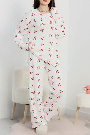 Baskılı Milan Soft O Yaka Takım Beyazkiraz - 717.1287.