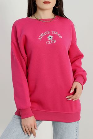3 İplik Bisiklet Yaka Sweat Fuşya - 42239.1878.