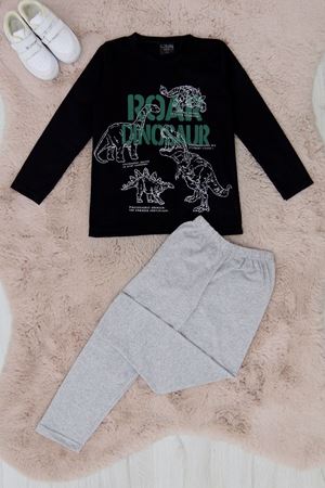 5-12 Yaş Erkek Süprem Pijama Takımı Siyahzümrüt - 42519.1048.