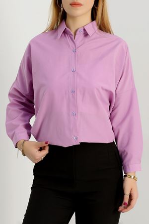 Terikoton Oversize Gömlek Lila - 30840.1949.