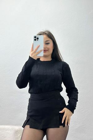 Örgü Desenli Triko Siyah - 4020.2043.