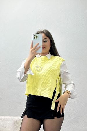 Kalp Detaylı Süveter Sarı - 41963.2043.