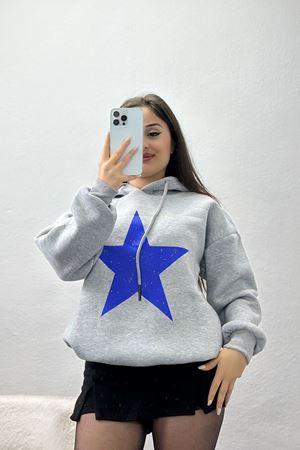 3 İplik Kapşonlu Baskılı Sweat Grimavi - 42225.1878.