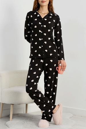 Soft Milan Düğmeli Pijama Takımı Siyahkalp - 7511.1287.