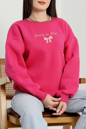 3 İplik Bisiklet Yaka Sweat Pembekoyupembe - 42242.1878.