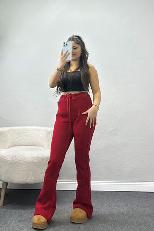 3 İplik İspanyol Paça Eşofman Altı Bordo - 42522.1878.