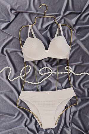 Sütyen Takım Fitilli Boş Kap Gri - 2554-B.1783.