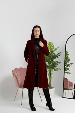 110Cm Astarlı Kaşe Kaban Bordo - 90038.1839.