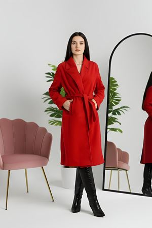 110Cm Astarlı Kaşe Kaban Kırmızı - 90038.1839.