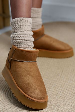 Kalın Taban Mini Boy Süet Bot Taba - 31437.1932.