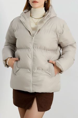 Kapşonlu Şişme Mont Taş - 19191.1839.