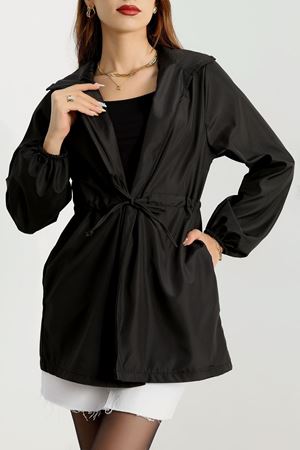 Bel Bağlamalı Basen Altı Trençkot Siyah - 90907.147.